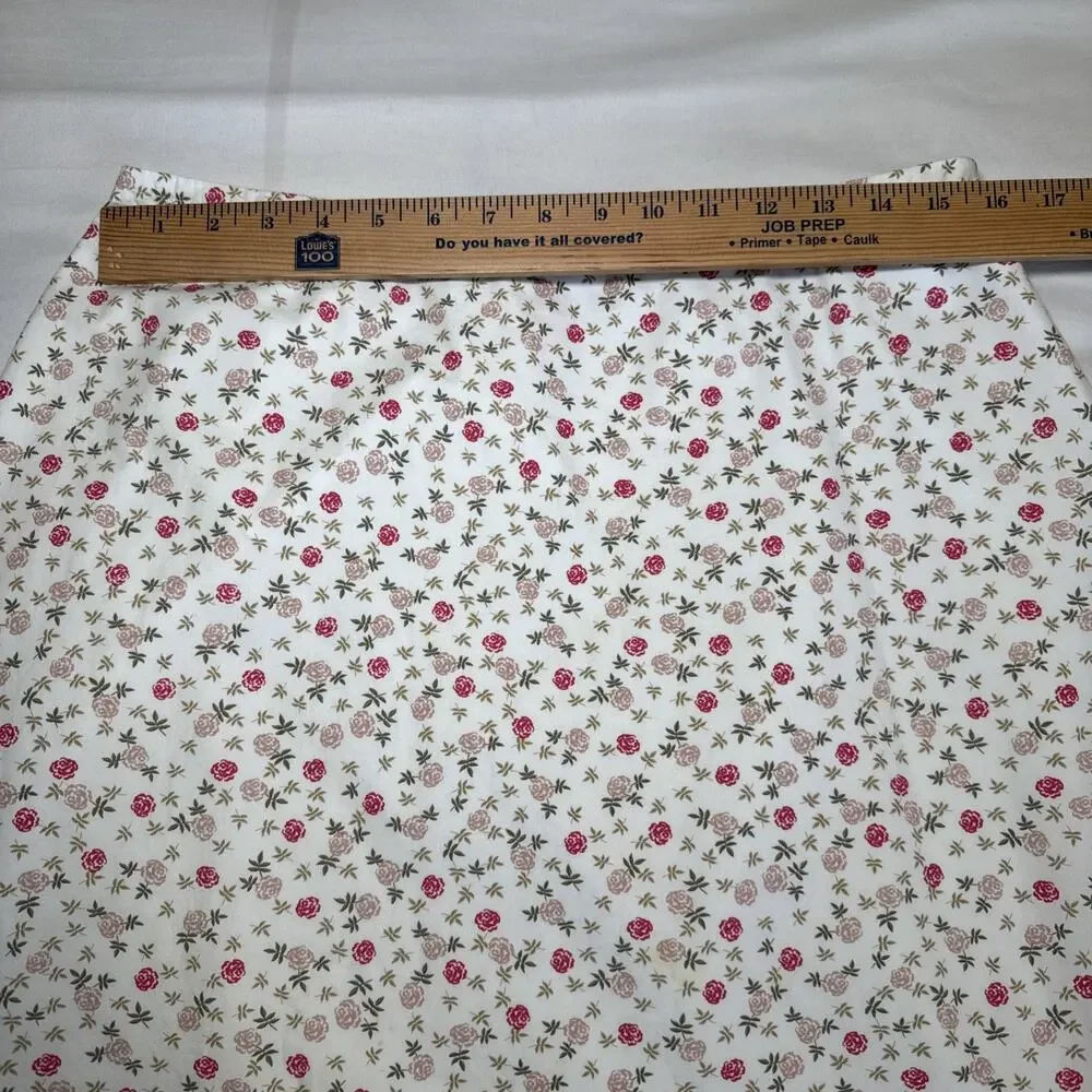 Hanna Anderson Ivory Floral Rose Skirt 100% Cotton Layered Lined Womens 12 EUC